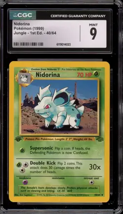 Pokemon Nidorina Jungle 1st Edition #40 CGC 9 Mint - Image 1
