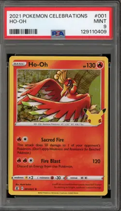 Pokemon Ho-Oh Celebrations Holo Rare #001 PSA 9 Mint - Image 1