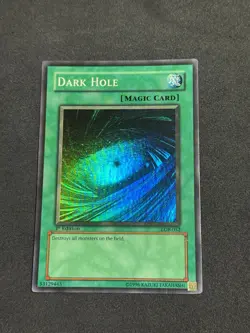 Yugioh Dark Hole LOB-052 1st Edition Super Rare Wavy LP - Image 1