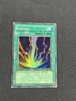 Yugioh Raigeki LOB-053 1st Edition Super Rare GLOSSY NM - Image 1
