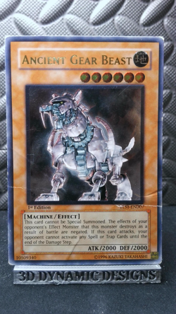 | Yugioh Ancient Gear Beast TLM-EN007 1st Ultimate Rare Lost Millennium DMG 🔥 | - Image 1