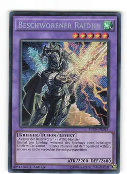 Yugioh BESCHWORENER RAIDJIN , fuen-de028 Secret Rare deutsch NM 1. Auflage - Image 1