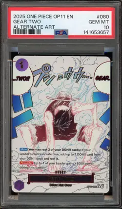 One Piece CCG Gear Two Alternate Art OP11-080 PSA 10 Gem Mint - Image 1