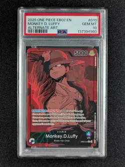 2025 One Piece Anime 25th MONKEY D. LUFFY Alt Art Leader English EB02-010 PSA 10 - Image 1