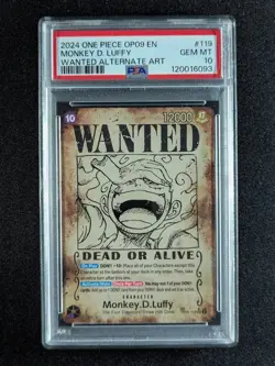 2024 One Piece MONKEY D. LUFFY Wanted Alt Art SEC English #OP05-119 PSA 10 - Image 1