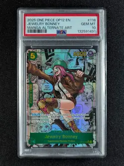 2025 One Piece MANGA JEWELRY BONNEY Alt Art SEC English #OP12-118 PSA 10 - Image 1