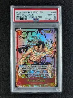 2024 One Piece PRB01 MANGA PORTGAS D. ACE Alt Art SR English #OP02-013 PSA 10 - Image 1