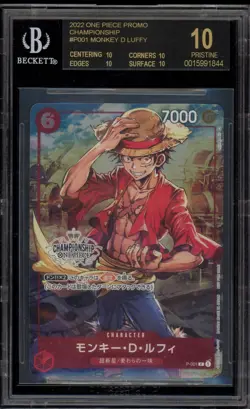 One Piece CCG Monkey.D.Luffy Championship Promo P-001 BGS 10 BLACK LABEL - Image 1