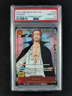 2022 One Piece Romance Dawn MANGA SHANKS Alt Art SEC English #OP01-120 PSA 10 - Image 1