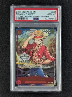 2023 One Piece Store Championship MONKEY D. LUFFY Winner English #P-001 PSA 10 - Image 1