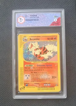Pokemon card ARCANINE HOLO H2/H32 - Aquapolis - GRAAD 7,5 - NM HYPER RARE SWIRL! - Image 1