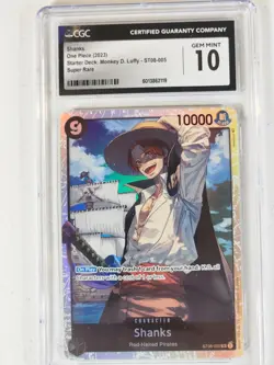 CGC GEM MINT 10 | Shanks ST08-005 Super Rare | One Piece Card Game TCG - Image 1