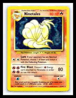 💥 Ninetales Holo Base Set 12/102 Pokemon TCG Unlimited Rare 1999 Vintage Card - Image 1