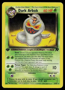 Pokemon Card - Dark Arbok Team Rocket 19/82 Rare 1st Edition - Image 1