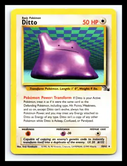 💥 Ditto 18/62 Fossil Set Rare WOTC Pokemon 1999 Vintage Card - Image 1