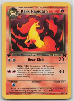 1st Edition Vintage Pokemon Card Dark Rapidash Uncommon Team Rocket 44/82 VLP - Image 1