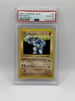 1999 Pokemon Base Set Shadowless 1st Edition Machoke PSA 10 - Image 1
