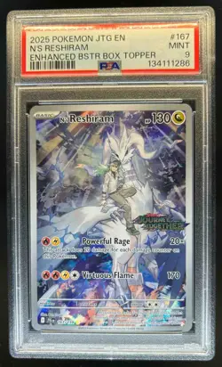 2025 Pokemon Journey Together N's Reshiram Promo Cards #167/159 PSA 9 - Image 1