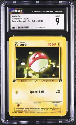 CGC MINT 9 Pokemon Voltorb 69/82 2000 Team Rocket 1st Edition - Image 1
