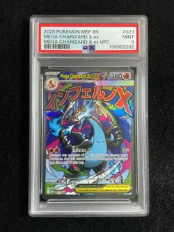 2025 Pokemon TCG Eng Black Star Promo MEP EN 023 Mega Charizard X Ex PSA 9 WS48 - Image 1
