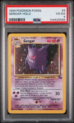 1999 Pokemon Fossil Gengar Holo #5 PSA 4 VG-EX WOTC Vintage - Image 1