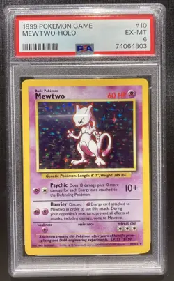 PSA 6 Mewtwo 10/102 Pokemon Base Set Unlimited Holo Rare TCG LP - Image 1