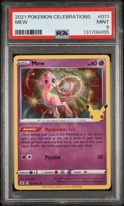 2021 POKEMON TCG CELEBRATIONS #011/025 MEW Holo Rare PSA 9 - Image 1