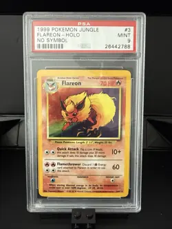 1999 Pokemon Jungle No Symbol ERROR Flareon Holo #3 PSA 9 - Image 1