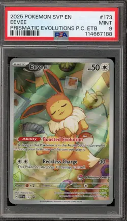 Pokemon Center Stamp Promo Eevee Prismatic Evolutions ETB SVP EN 173 PSA 9 Mint - Image 1