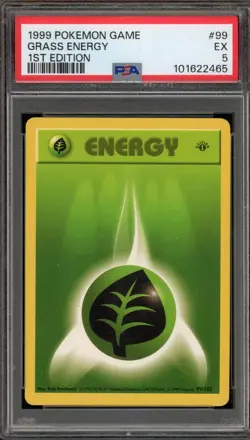 Pokemon Grass Energy Base Set Shadowless 1st Edition #99 PSA 5 - Image 1