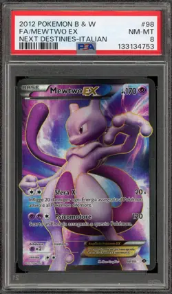 Pokemon Mewtwo EX Next Destinies ITALIAN Full Art #98 PSA 8 - Image 1