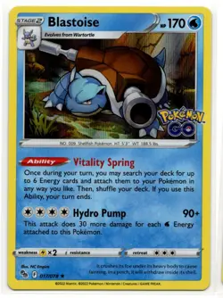 2022 Sword & Shield - Pokemon GO Blastoise Stage 2/Rare Holo #17 - Image 1