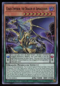 Chaos Emperor the Dragon of Armageddon YCSW-EN011 Super Prize Card Yugioh NM - Image 1