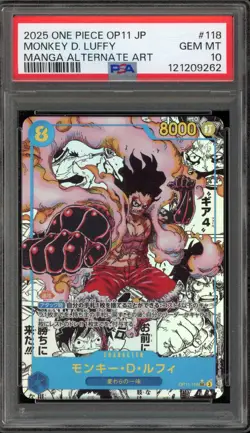 One Piece CCG Monkey.D.Luffy Japanese Manga Alternate Art OP11-118 PSA 10 - Image 1