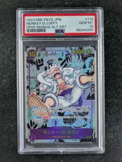 2023 One Piece MANGA MONKEY D. LUFFY OP05-119 Alternate Art SEC Japanese PSA 10 - Image 1