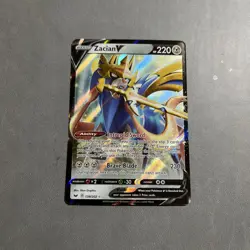 Pokemon TCG Zacian v Sword & Shield Base Set Holo Ultra Rare Card 138/202 - Image 1
