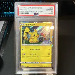 2017 POKEMON JPN SM PROMO POKEMON CARD FRIENDLY SHOP #179 PIKACHU PSA 10 - Image 1