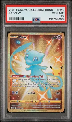 2021 Pokemon TCG Celebrations Mew Full Art Card PSA 10 #025/025 Gem Mint - Image 1