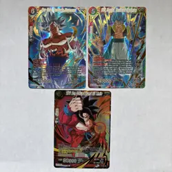 Dragon Ball Super 3 Card Lot of Mythic Booster Gold Stamped Cards ccg card game - Image 1