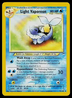 Pokemon Card - Light Vaporeon Neo Destiny 52/105 - Image 1