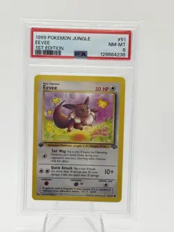 Pokemon Eevee Jungle 1st Edition 51/64 PSA 8 Basic Normal TCG Card - Image 1