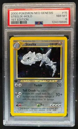 2000 Pokemon Neo Genesis 1st Edition Steelix Holo #15/111 PSA 8 - Image 1