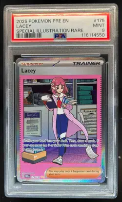 2025 Pokemon Prismatic Evolutions Lacey #175/131 PSA 9 - Image 1
