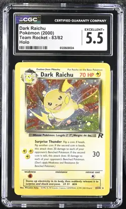 2000 Pokemon Dark Raichu Team Rocket 83/82 Holo CGC EXCELLENT+ 5.5 - Image 1