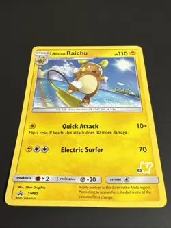 Alolan Raichu #25 SM65 Black Star Promo Pikachu Stamped Pokemon TCG Card - Image 2