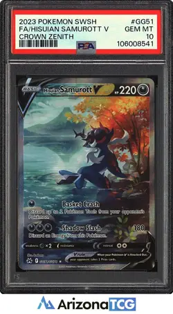Pokemon 2023 Hisuian Samurott V GG51/GG70 Full Art Crown Zenith GEM MINT PSA 10 - Image 1