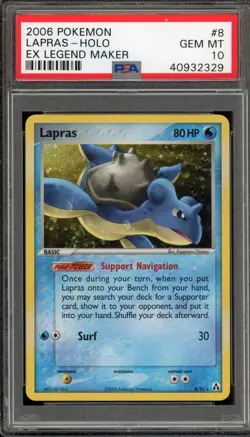 Pokemon Lapras EX Legend Maker Holo Rare #8 PSA 10 Gem Mint - Image 1