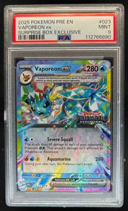 2025 Pokemon Prismatic Evolutions Vaporeon ex Promos #023/131 PSA 9 - Image 1