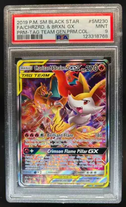 2016-19 Pokemon SM Black Star Promos Charizard & Braixen Tag Team #SM230 PSA 9 - Image 1