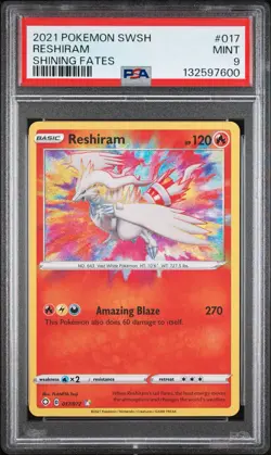 Pokemon TCG Reshiram Amazing Rare 017/072 Shining Fates Psa 9 - Image 1